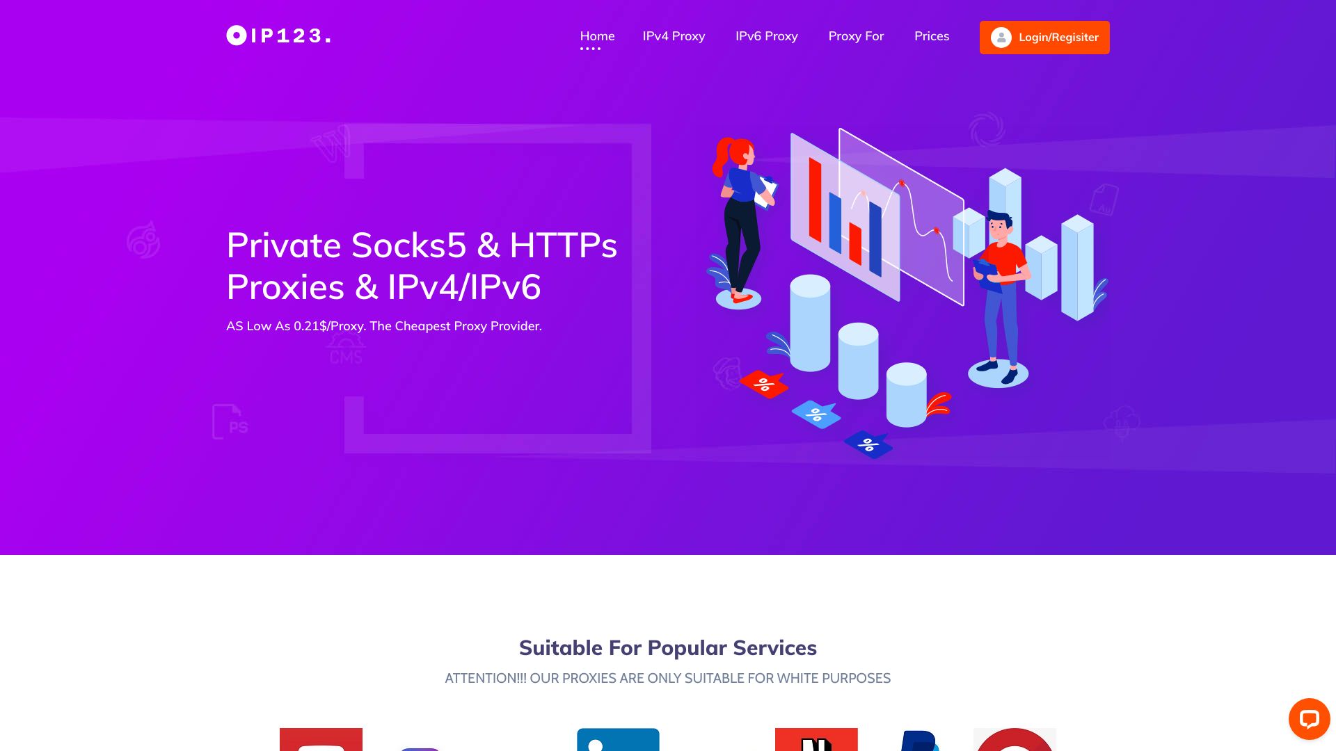 Private Socks5 & HTTPs Proxies & IPv4/IPv6
AS Low As 0.21$/Proxy. The Cheapest Proxy Provider. - 悟空源码网 wukongymw.com wukongymw.net wkym.cc TG：@wukongymw
